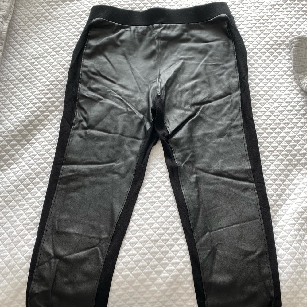Leather and cotton black leggings - size small